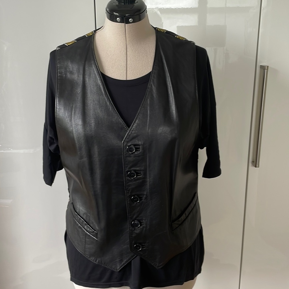 BEGEDOR Italia Leather Vest in Black Leather & Silk Vintage EU40 NWOT